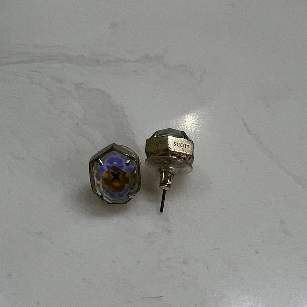 Kendra Scott Gold and clear iridescent Earrings